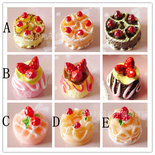 Simulación de tamaño pequeño pastel de fresa miniatura comida y juego DIY teléfono móvil Shell material DIY gotas para los oídos material