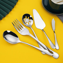 亚马逊1010不锈钢餐具公用分餐叉勺蛋糕铲服务叉勺漏勺牛油刀现货