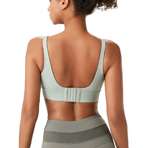 Cross-border sports bra, women's buckle yoga bra, fixed cup plus size sports bra, European and American fitness vest