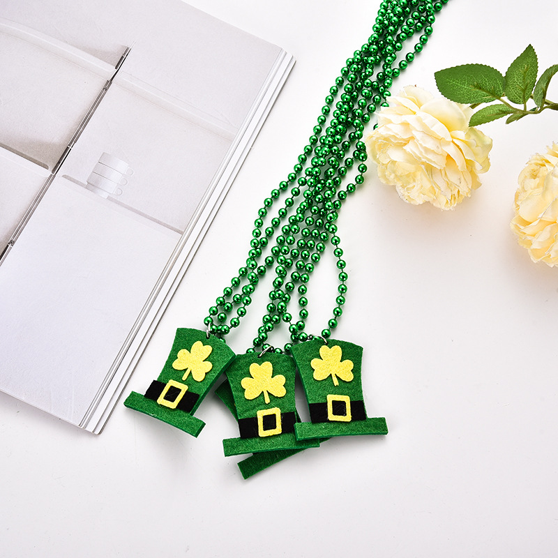 Irish Festival Clover hat party headband with green feather headband necklace set party decoration