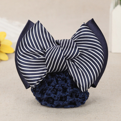 Professional hair net bag Korean version striped bow bank hairpin nurse hair accessories mobile stewardess hotel hair accessories