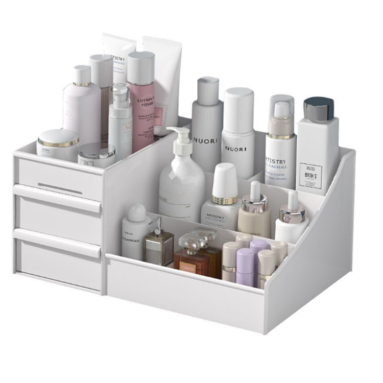Caja de almacenamiento de cosméticos, organizador de escritorio para el cuidado de la piel, estuche para guardar pintalabios y mascarillas