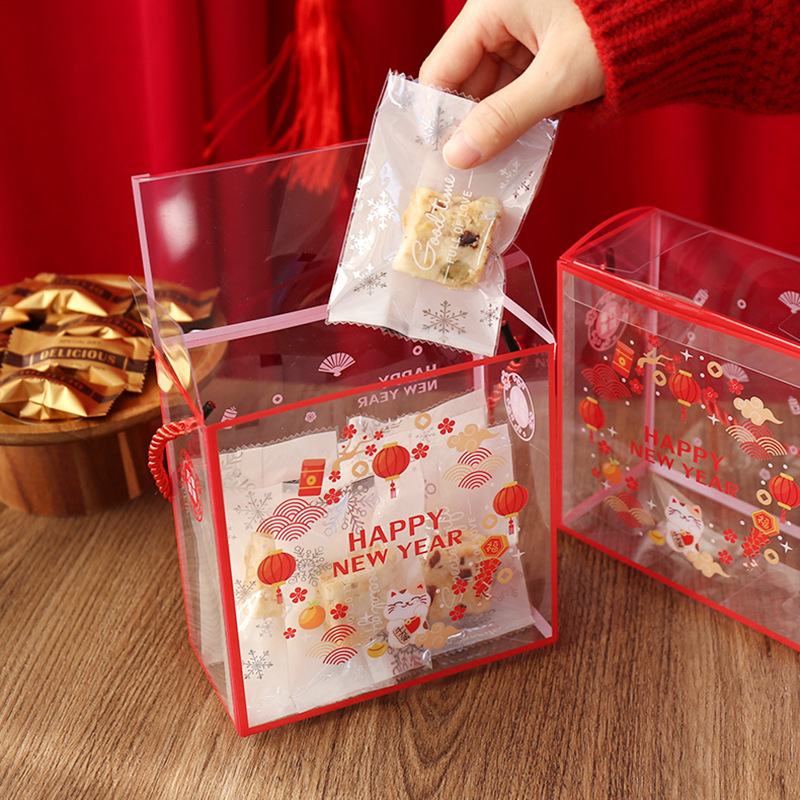Año nuevo snack caja de regalo copo de nieve crujiente caja de embalaje Caja de galletas portátil regalo transparente caja de regalo de caramelo