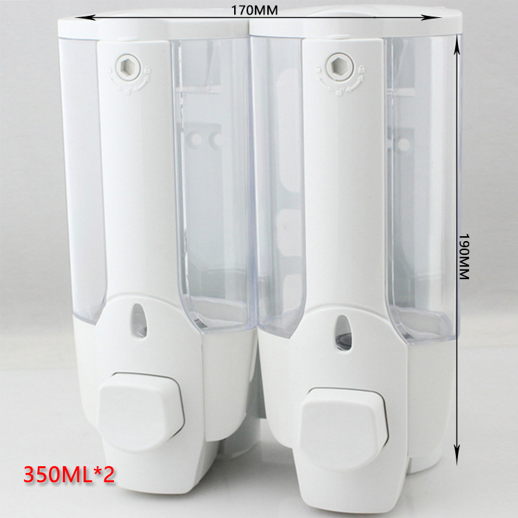 Dispensador de jabón de doble cabezal de 350ml, caja para champú, caja para ducha, 21 botellas de jabón, set de baño para hotel, desinfectante de manos