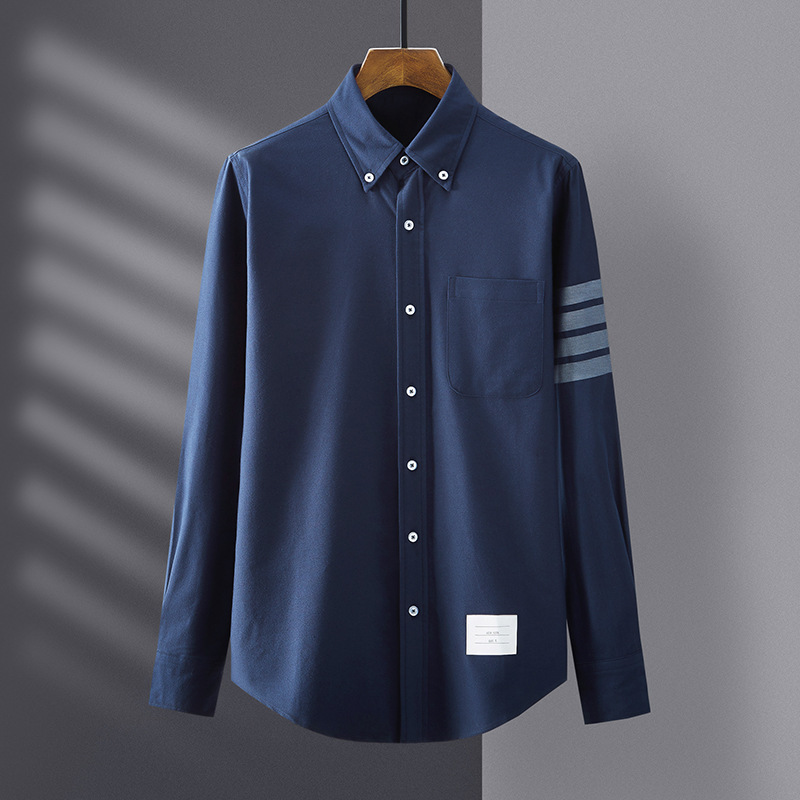 Spring and Autumn New TB Flannel Shirt Men's Long Sleeve Shirt Thick Men's and Women's Korean Style Yarn-dyed Casual Shirt Men's Wear Spring and Autumn New TB Flannel Shirt Men's Long Sleeve Shirt Thick Men's and Women's Korean Style Yarn-dyed Casual Shirt Men's Wear