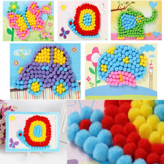子供の毛玉画のボール画diy手作りのアイデアは絵を貼り付けて材料を作って幼稚園のおもちゃを包みます。