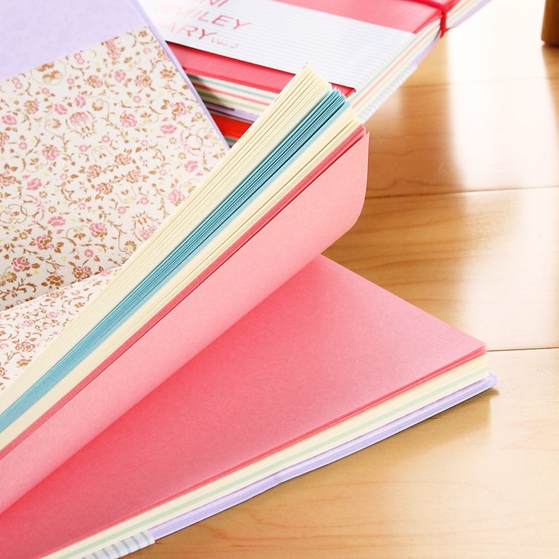 Imitación de cuero de color caramelo cara sonriente cuaderno de cuero bloc de notas gran diario estudiante cuaderno guoyu