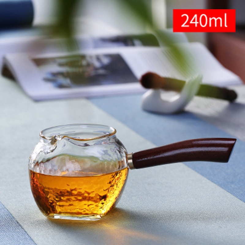 Asa lateral de vidrio taza justa traje de fuga de té juego de té de Kung Fu separación de té de vidrio de borosilicato patrón de malla de martillo Té Mar