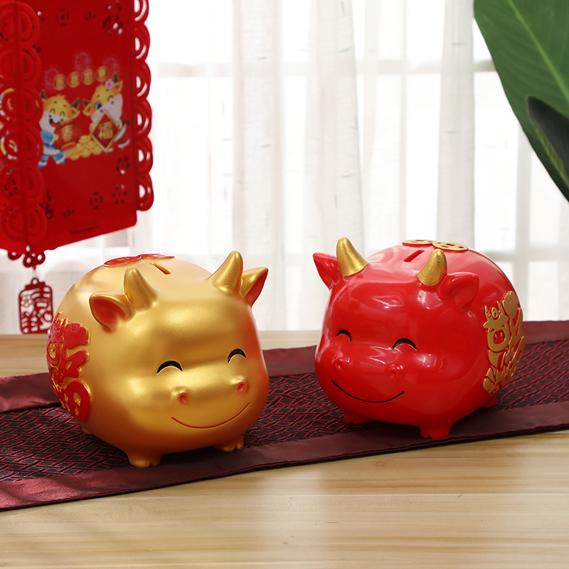 金牛存钱罐儿童节日送礼小牛储蓄罐可存可取储钱罐摆件投币零钱