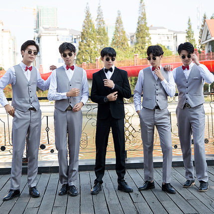 Best Man Suit Brothers Suit Men's Wedding Dress Winter Groom Suit Vest Suit Pants Three-piece Jacket