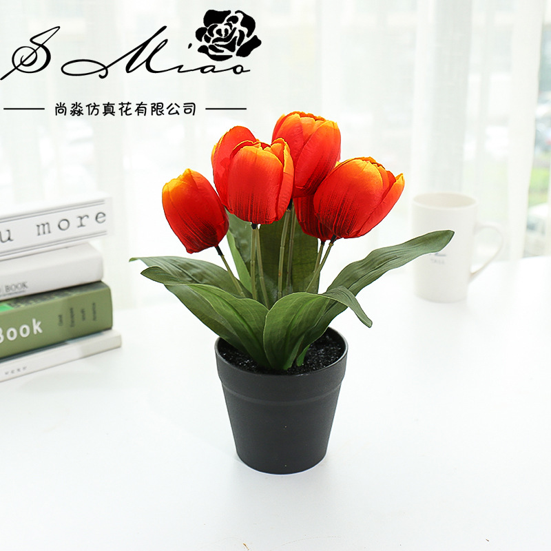 Flor artificial de siete cabezas tulipán bonsai decoración interior creativa flor artificial suministro directo de fábrica entrega de una pieza artificial planta verde image 10