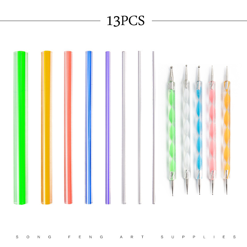 Transfronteriza Mandala herramientas 13 piezas de arcilla acrílico palo vertical grano adorno color relleno pintura punto taladro pluma