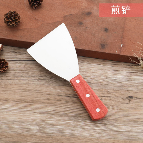 Stainless steel pan scraper, steak turner, iron griddle spatula, pizza cutter, Chinese-style pan cake turner