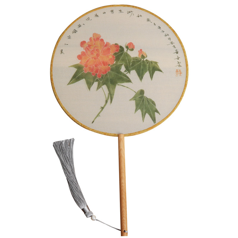 Ventilador de estilo antiguo de fábrica ventilador redondo estilo chino danza clásica traje corte mujer Hanfu borla pequeño ventilador redondo al por mayor