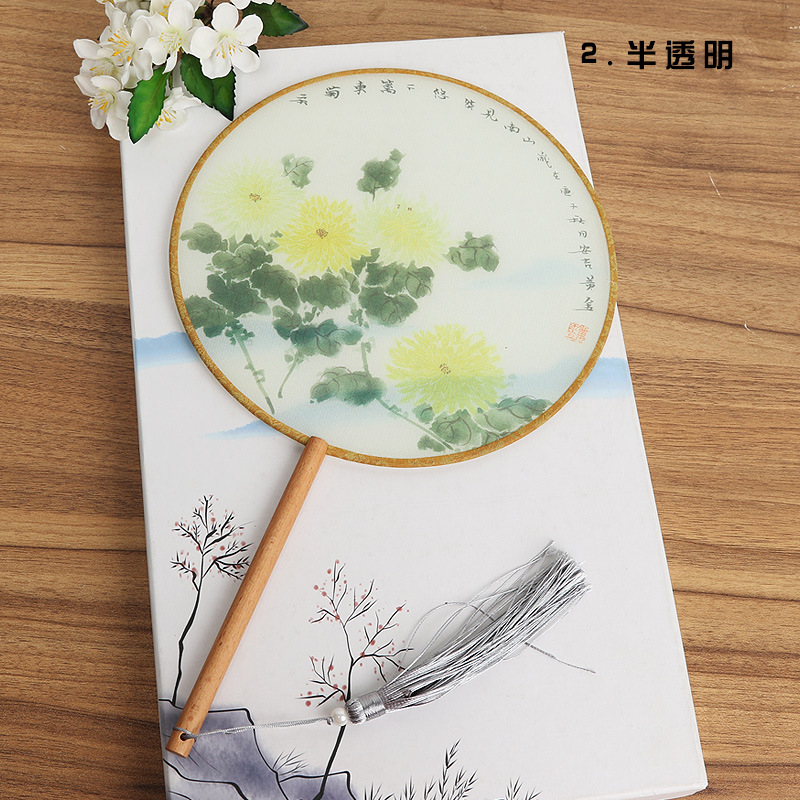 Ventilador de estilo antiguo de fábrica ventilador redondo estilo chino danza clásica traje corte mujer Hanfu borla pequeño ventilador redondo al por mayor