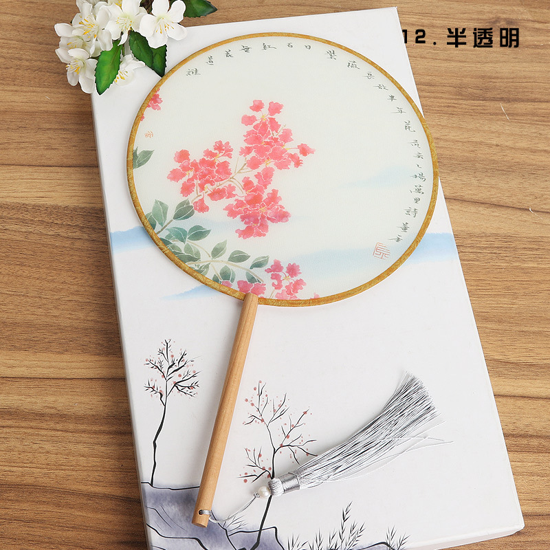 Ventilador de estilo antiguo de fábrica ventilador redondo estilo chino danza clásica traje corte mujer Hanfu borla pequeño ventilador redondo al por mayor