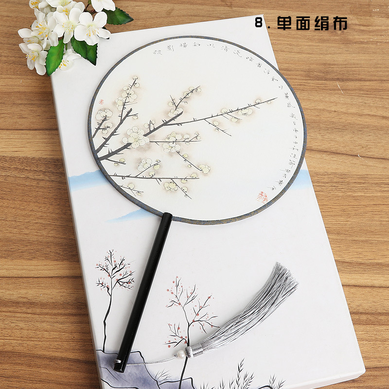 Ventilador de estilo antiguo de fábrica ventilador redondo estilo chino danza clásica traje corte mujer Hanfu borla pequeño ventilador redondo al por mayor