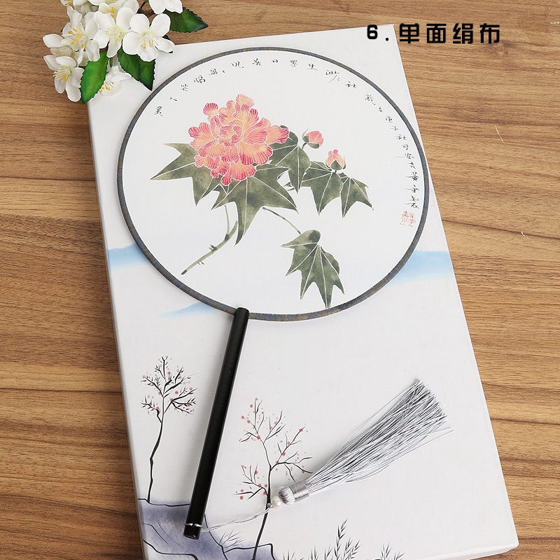 Ventilador de estilo antiguo de fábrica ventilador redondo estilo chino danza clásica traje corte mujer Hanfu borla pequeño ventilador redondo al por mayor