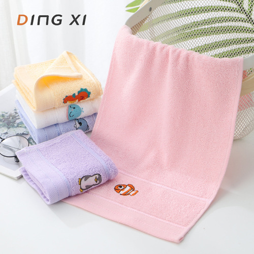 Cotton Children's Small Children's Towel Cartoon Soft Absorbent Kindergarten Face Towel Manufacturer Wholesale Embroidered Logo