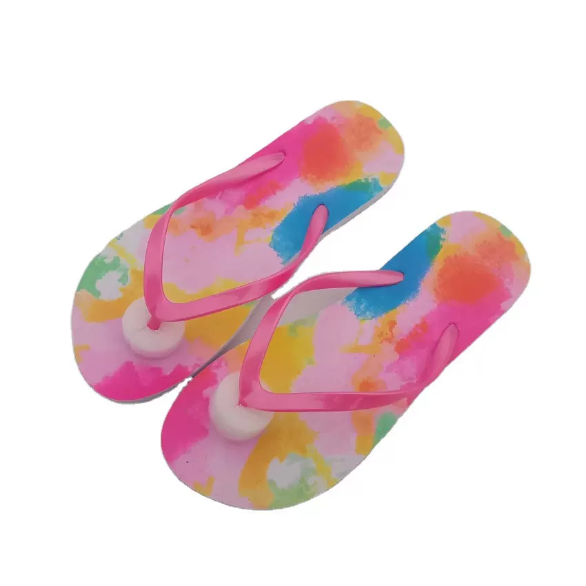 2025年沃尔玛糖果色彩虹条纹点点休闲情侣款男女防滑人字拖鞋平底