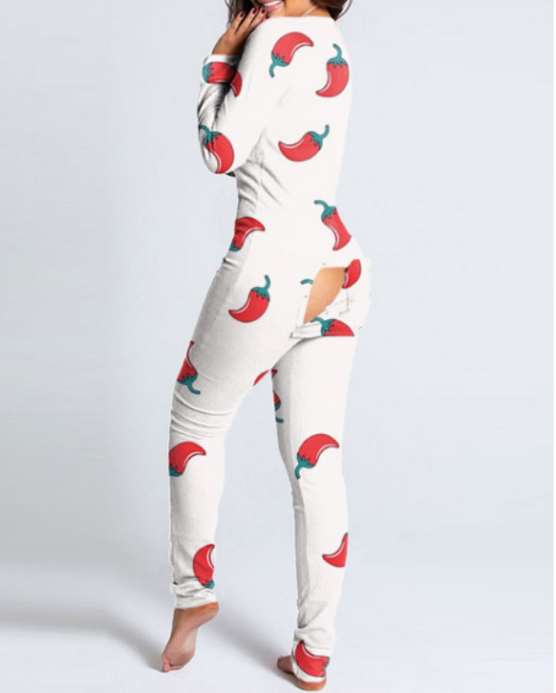 2021 estación independiente Amazon nuevo mono botón impreso botón funcional Flip pijamas para adultos