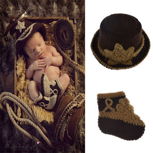 Baby Western cowboy hand hook new born baby photo clothing 100 days Baby Photo Clothing