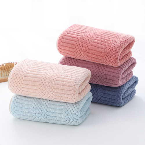 Polyester brocade water-absorbent warp knitted coral velvet plain auspicious pattern large towel soft face towel gift embroidered LOGO wholesale