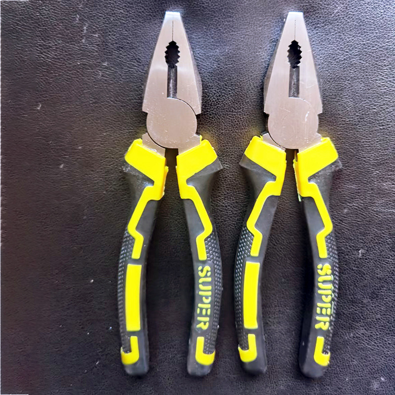 Ordinario en stock de 8 pulgadas tigre cabeza mango alicates de acero al carbono de dos colores alicates de alambre industrial grado vice herramienta de mano