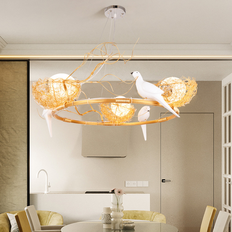 Nido de pájaro de la lámpara lámparas de arte personalizado bar creativo Cafetería Restaurante lámpara Nordic dormitorio acogedor romántico araña