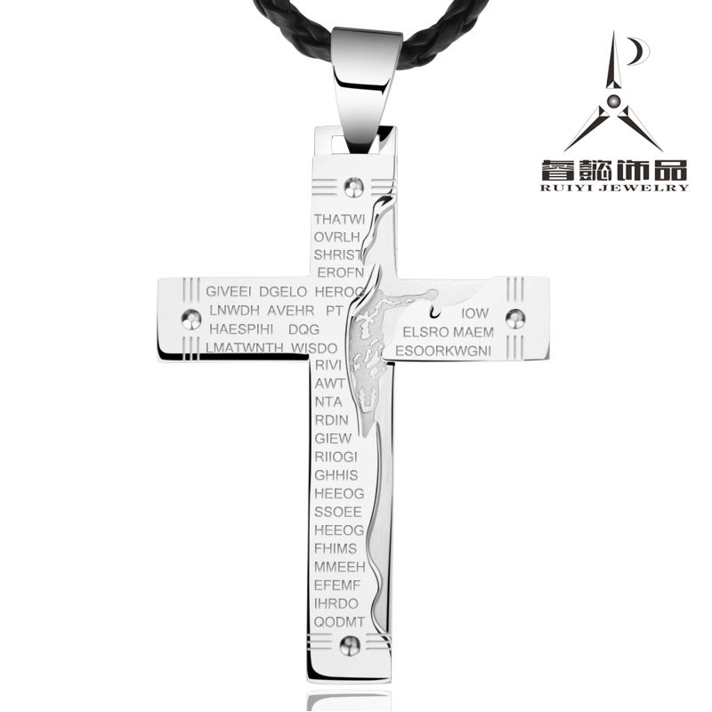 厂家批发 欧美复古钛钢不锈钢十字架项链 男士吊坠首饰品个性挂饰