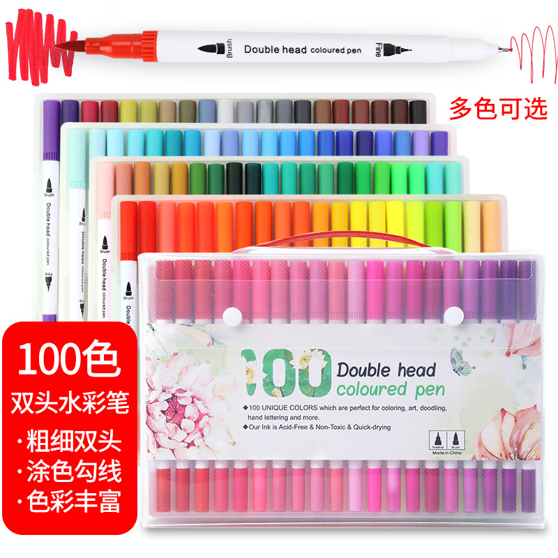Cross-border 168-color doble cabeza marca acuarela pluma 80-color estudiante pintura de los niños marca pluma traje lavable suave cabeza