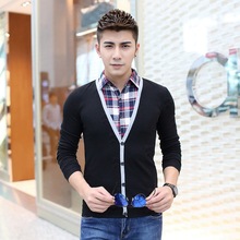 2024春款男式t恤一件代发 韩版修身长袖t恤衫男假两件男装潮