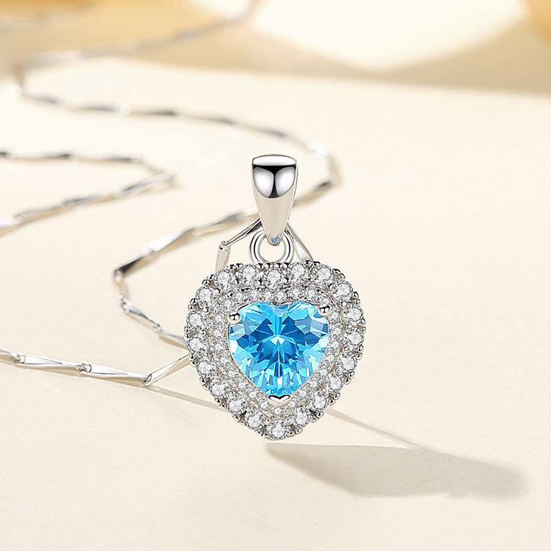 Sterling Silver Ocean Heart Necklace with Seahorse Pendant | Valentine's Day Gift for Girlfriend