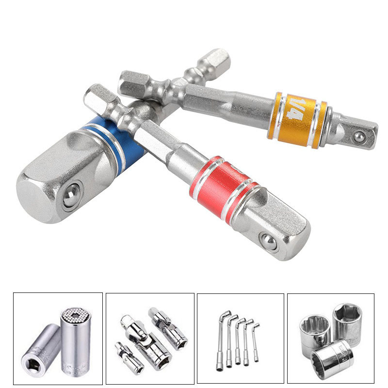 3 unids color bola de acero varilla de conexión eléctrica llave herramienta de conversión traje cuadrado adaptador varilla mano taladro varilla de conexión