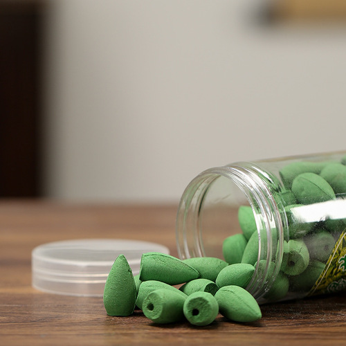 Factory-direct backflow incense sticks—new design, large plastic container, 80-count flow-scented sandalwood fragrance, perfect for indoor tower-style aromatherapy.