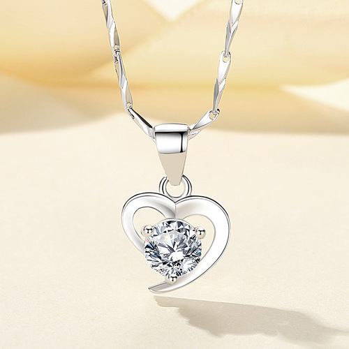 Silver 999 Pure Silver Necklace for Women, Heart Shaped Lockchain Pendant, Valentine's Day and Birthday Jewelry Gift for Girlfriend, Wholesale
