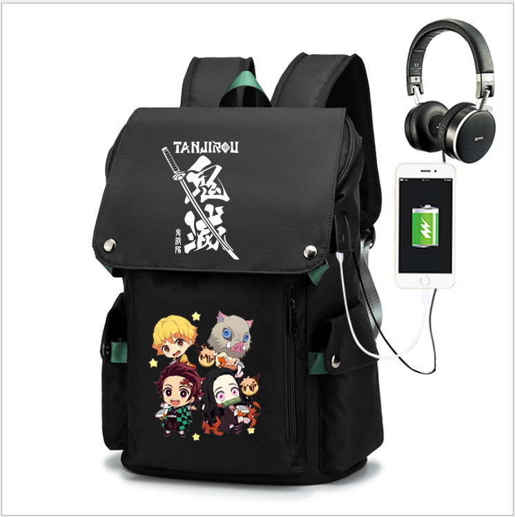 Anime periférico Ghost Blade carbón Zhilang Junior High School mochila antirrobo mochila Oxford tela resistente al desgaste bolso de los hombres