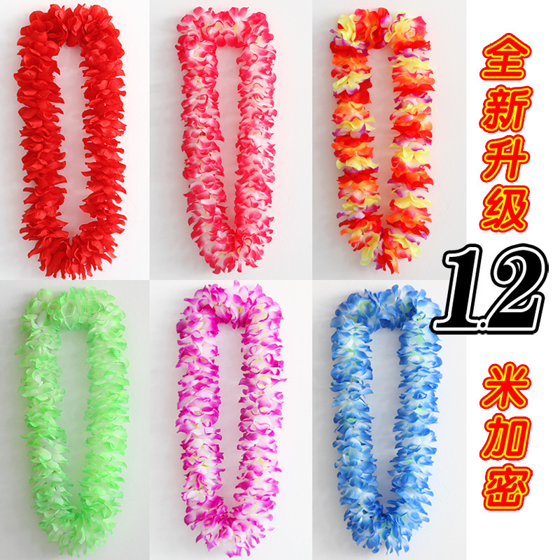 1.2m Encrypted Hawaiian Hula Garland Collar Chest Ring Neck Ring Bar Kindergarten Performance Party Garland