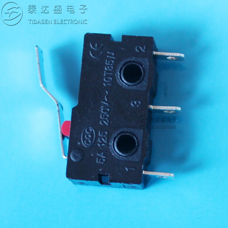 卷发棒可用三脚耐温微动开关 弯柄全铜ROHS料红点微动开关ZW12-H