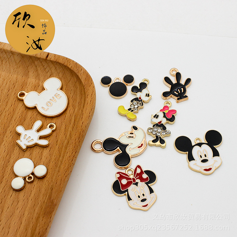 DIY alloy accessories cartoon mouse single hanging palm oil drop pendant drill head rope pendant factory direct supply