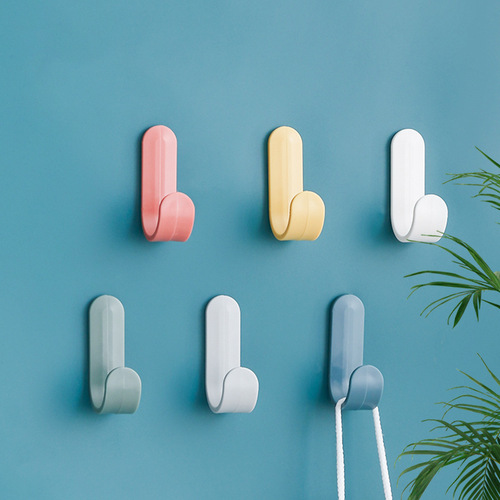 J-type Nordic style mini powerful punch-free hook household traceless punch-free clothes hook household back door sticky hook