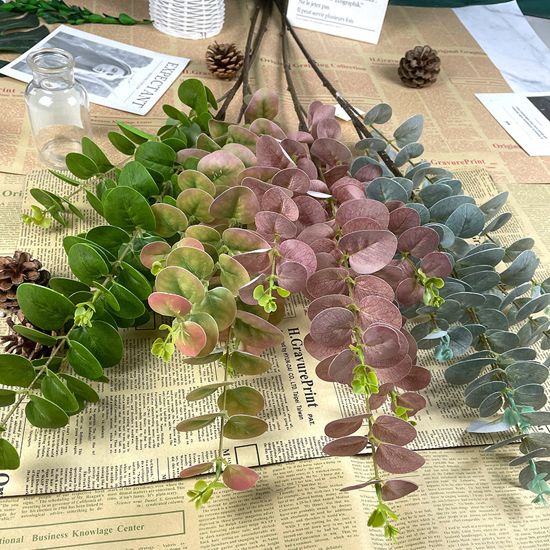 New 5-fork 3D printing eucalyptus manufacturers supply wedding soft flower arrangement green plant accessories large money leaf New 5-fork 3D printing eucalyptus manufacturers supply wedding soft flower arrangement green plant accessories large money leaf