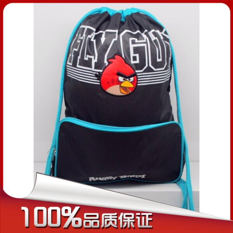 厂家专业供应涤纶环保束口背包袋可爱愤怒小鸟手拉抽绳收纳袋