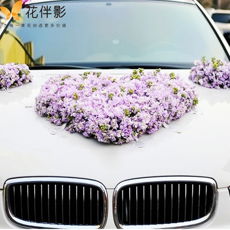 Flor Sombra boda lechón del coche Placa de flores con barro flor en forma de corazón bloque de barro melocotón corazón boda decoración del coche cabeza del coche flor lechón de barro