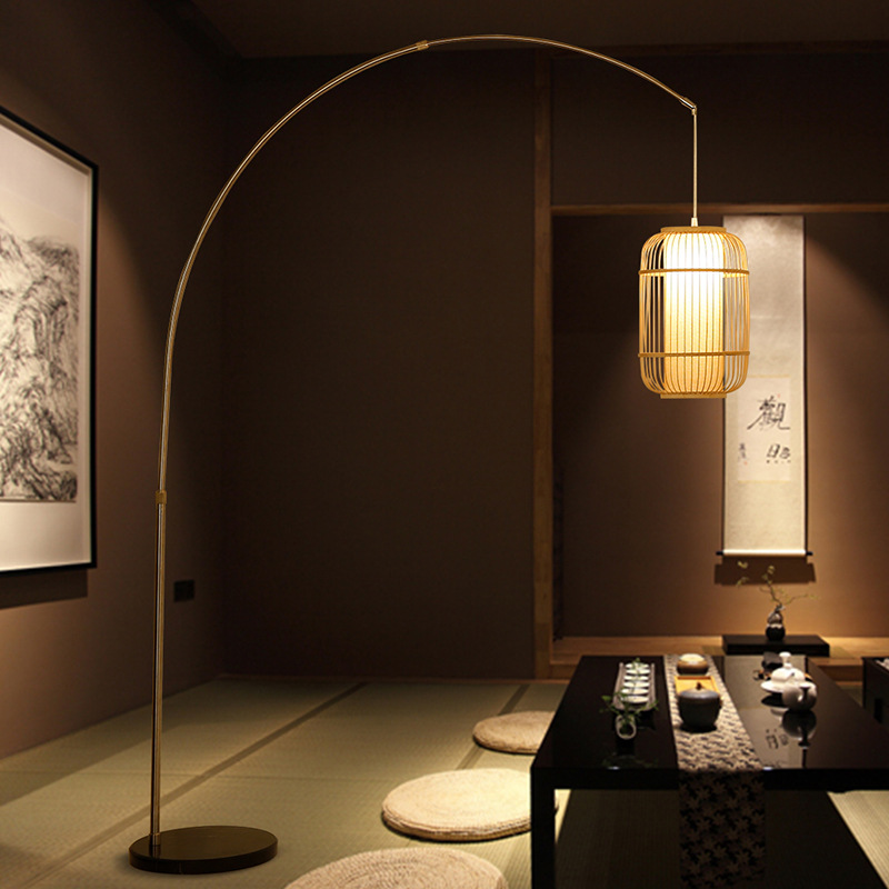 Lámpara de pesca Sala de té Chino sala de estar sofá decoración lámpara de pie Nordic restaurante creativo Japonés tatami lámpara de pie