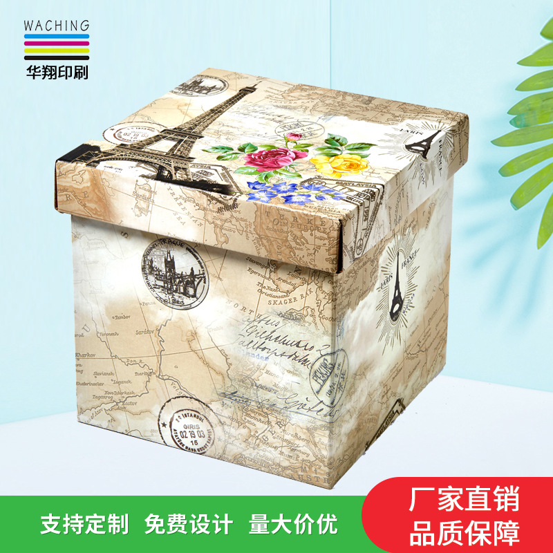 彩盒工艺礼品包装盒硬纸天地盖盒生日礼品盒伴手礼收纳油画风格