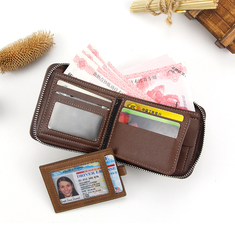 MenBense billetera para hombres dibujo de tarjeta corta posición multi-tarjeta de gran capacidad Monedero con cremallera para hombres cartera directa de fábrica suministro