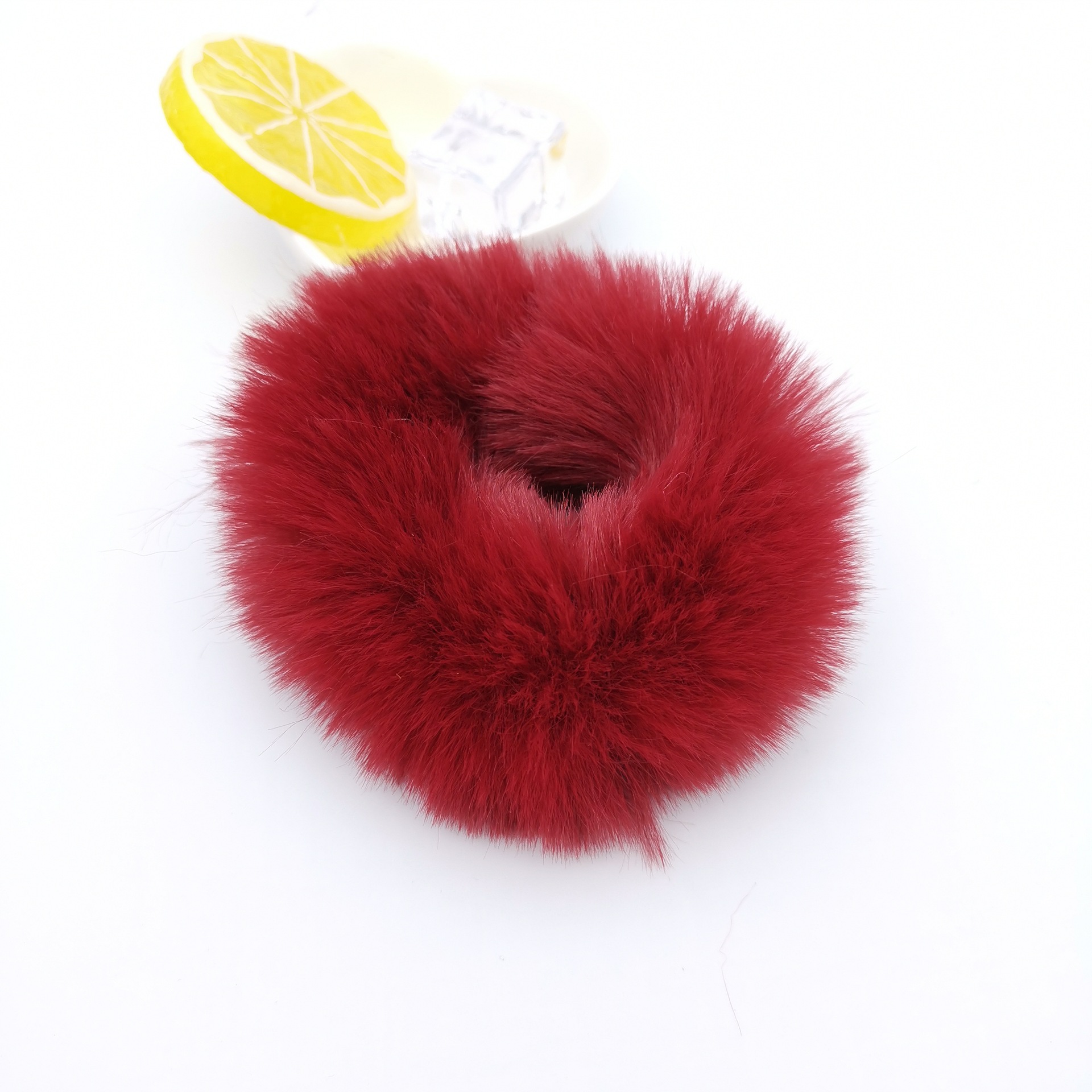 Estilo coreano Lolita color caramelo DE LA Felpa del anillo de Pelo suave chica Lolita imitación de piel de conejo accesorios para el cabello cuerda de pelo bola de peluche anillo de pelo