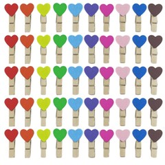 Heart-shaped clip, wooden clip, mini photo clip, photo wall clip, wooden clip, colored wooden clip
