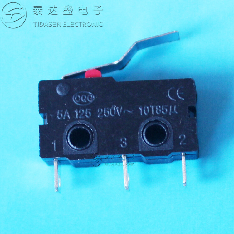 0.5A电流微动开关 弯柄三脚微动开关20*10黑色小微动开关KW12-H